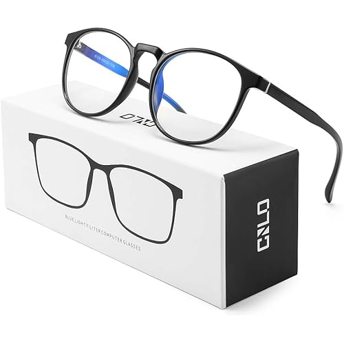 CNLO Blue light blocking Glasses,Computer Glasses,Radiation protection Gaming Glasses,For UV Protection,Anti Eyestrain,Lightweight Frame Eyewear,Men/Women(BLACK)