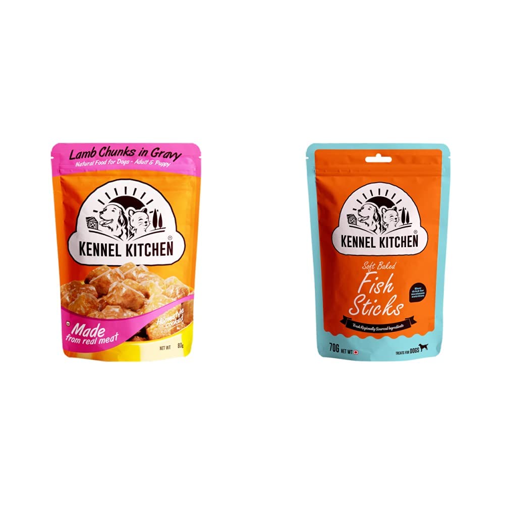 Kennel Kitchen Puppy and Adult Wet Dog Food Lamb Chunks in Gravy, 70g/80g (Pack of 12) & Kennel Kitchen Soft Baked Fish Sticks Treats for Dogs, 70g (Pack of 1) (B0B8ZJ2BYM) Amazon Price History, Amazon Price Tracker
