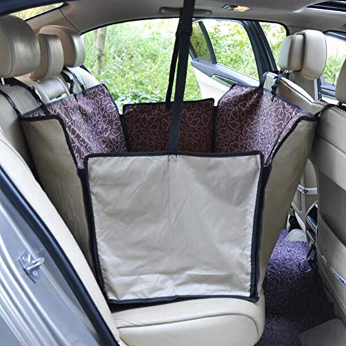 Mylujo - Funda para Asiento de Coche para Perro, Doble Cubierta Trasera, Almohadilla Grande para Coche, Impermeable, Funda Protectora para Asiento de Coche con Hebilla de Seguridad Cover