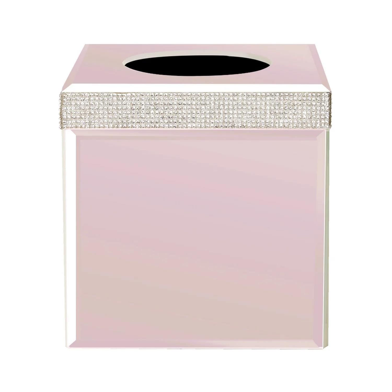 SAVE 40%!! Pink Glitz Diamante & Mirror Glass Cube Tissue Box Holder 15cm