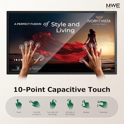 Image of MWE 21.5 inch Wall Mount Digital Signage, FHD Touchscreen Monitor Android 14, Multi-Touch Screen Smart Split, Commercial Advertising Display, Time Switch, CMS Management, HD-MI / USB / WiFi / for Windows