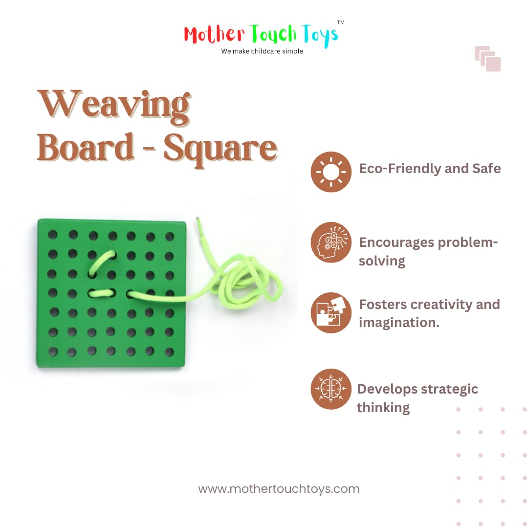 Mother Touch Toy Handmade Wooden Weaving Board -Sqaure | Indoor Playing | Infants | Toddlers | Non Toxic | Eco Friendly Enterainment Toy | Wooden Toys | Kids Games | Learning Toys 1