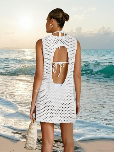 ATOG Swimsuit Coverup for Women 2025 Summer Sleeveless Bathing Suit Dress Crochet Beach Outfits Knit Swimwear4