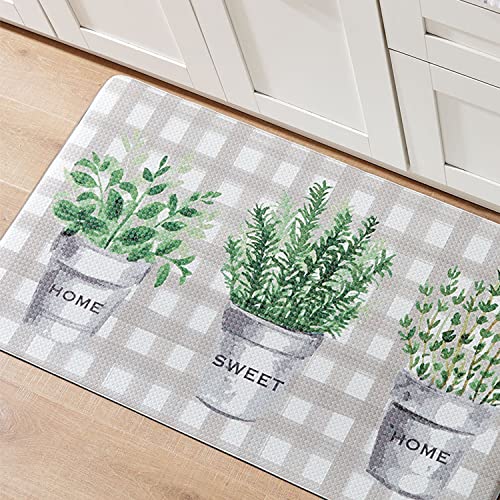 Truly Lou Anti Fatigue Kitchen Mat - Cushioned Floor Mats for Kitchen - Large 30 x 17.5 and 1 2 Inch Thick Non Slip Surface. Ergonomic Comfort Rug for Standing. Farmhouse Kitchen Decor (Green Grey)