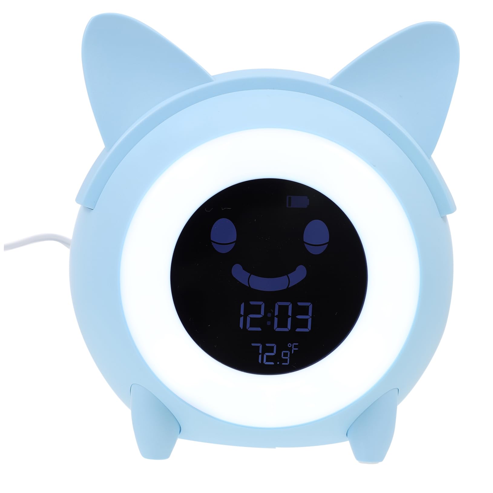 Kinderwecker mit Nachtlicht aus Kunststoff Blau Elektronischer Schlafwecker und Kleine Nachtlampe Modernes Design für Kinderzimmer und Schlafzimmer zu Hause