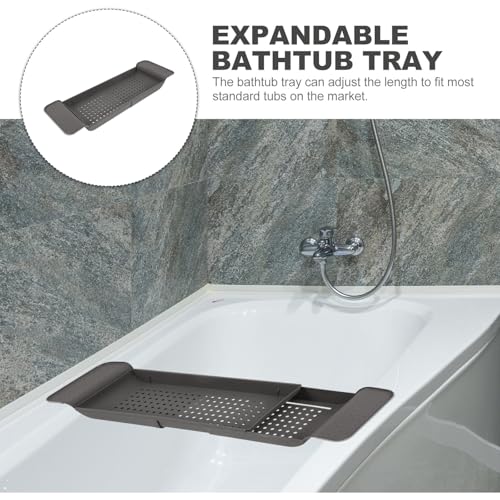 Plateau de bain extensible gris Abaodam en plastique PET avec support antidérapant réglable