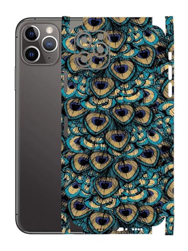 Image of AtOdds - Full Body Back Screen Guard Protector Film - Lamination Wrap Skin Sticker for iPhone 11 Pro Max | Scratchproof Matte Finish (Design - Peacock)