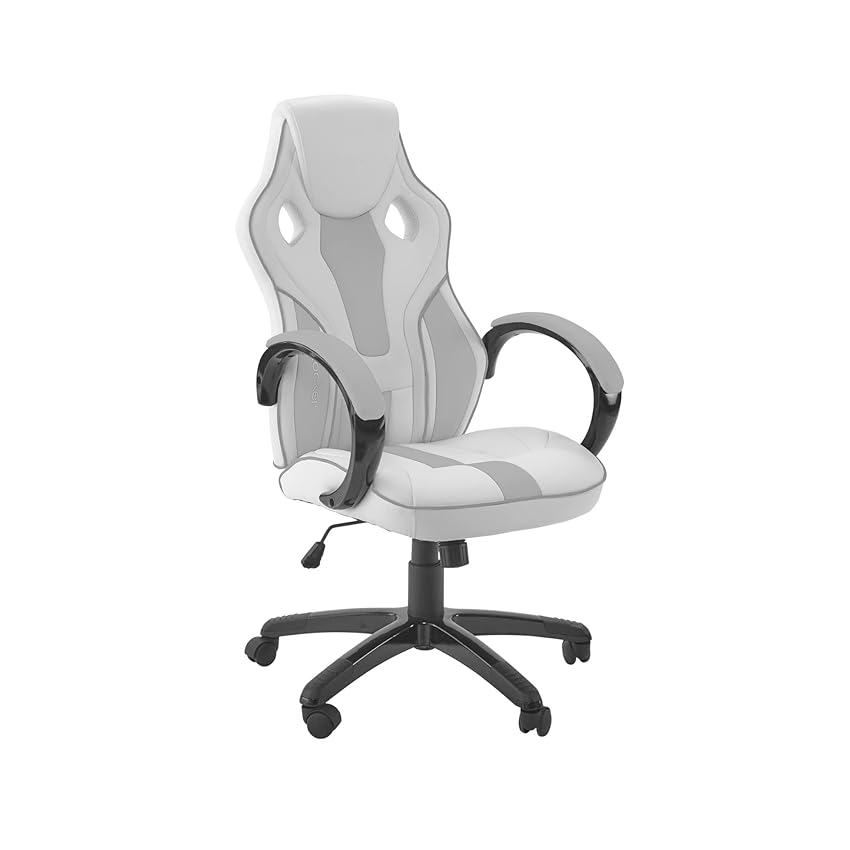 Immagine del prodotto X Rocker Maverick Gioco, Sedia da Ufficio Ergonomica con Schienale Centrale, Pelle PU, Base Girevole Regolabile in Altezza con Curva di Supporto Lombare Naturale, Bianco/Grigio