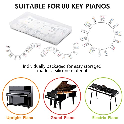 Removable Piano Keyboard Note Labels - Piano Keyboard Stickers, Piano Notes Guide Removable, Silicone Piano Key Labels Removable For Beignner,88 Keys Full Size, Comes With Box (Rainbow Colors) #TOP4