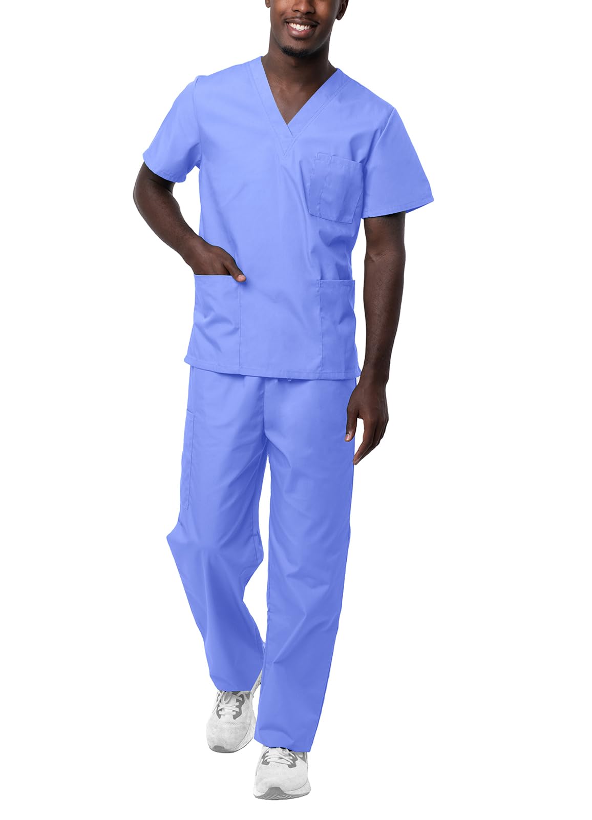 Sivvan Unisex Scrubs - Classic V-Neck Top & Drawstring Pants Scrub Set