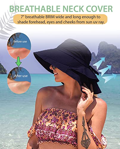 Spotfish Sun Hat For Women Spf 50+ Uv Protection Hiking Hat With Neck Flap Bucket Hat Fishing Hat (Black) #TOP2