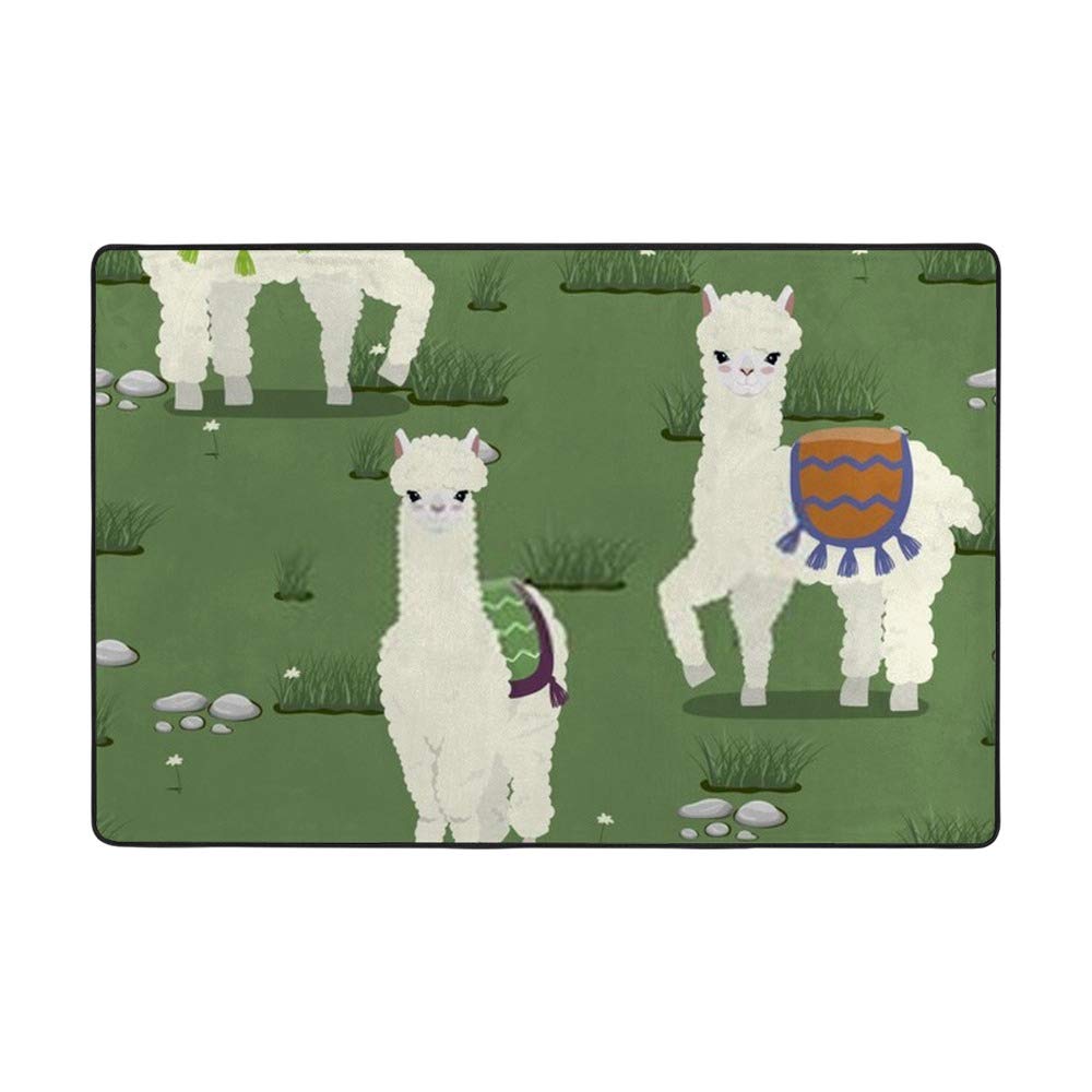 Tapis alpagas mignon pour chambre enfant et grand salon en velours vert tendre