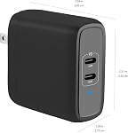 Amazon Basics 36W Two-Port USB-C Wall Charger for Tablets and Phones with Power Delivery - Black