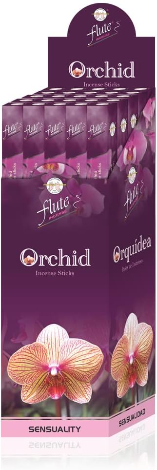 Flute Orchid Incense Sticks - Square Pack of 200 Sticks - Tranquil Orchid Incense for Relaxation, Happy Vibes at Home