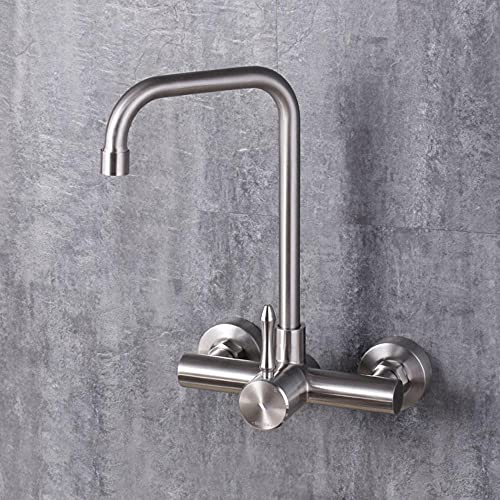Grifos de cocina agua caliente y fría con caño giratorio 360 para fregadero de pared