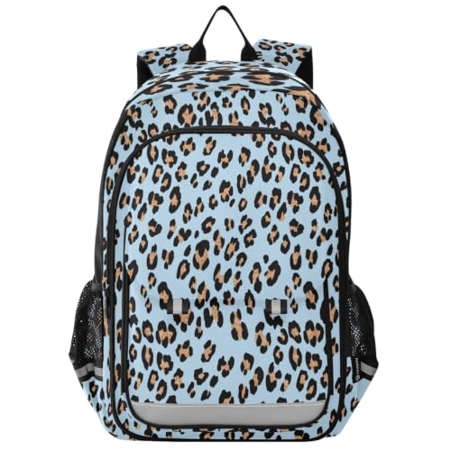 Sac à dos léopard bleu spacieux pour protéger votre ordinateur au collège ou en voyage