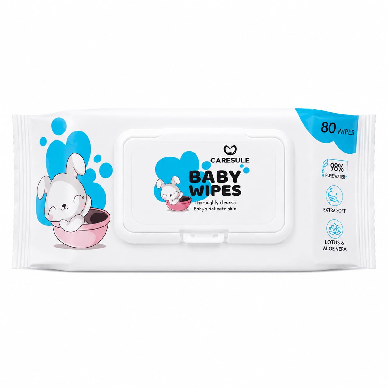 Baby Wipes 80 Pulls with Flip Top Lid, 98% Pure Water Wet Wipes for Babies, Extra Soft Disposable Wipes with Aloe Vera & Lotus Extract, Gentle Daily Cleaning for Face Hands Body Diaper Care Travel Use-image-33
