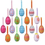16PCS Easter Decorations Eggs Hanging Ornaments Colorful Paper Mache Eggs for Crafts Handmade Foam...