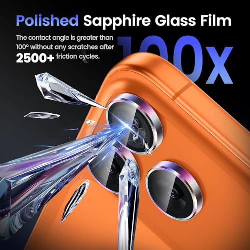 Image of CLITZ Camera Lens Protector for iPhone 17 Pro Max / 17 Pro, Aluminum Alloy Metal Ring with 9H Tempered Glass Camera Cover, Scratch Resistant Lens Protector, Case Friendly, Orange