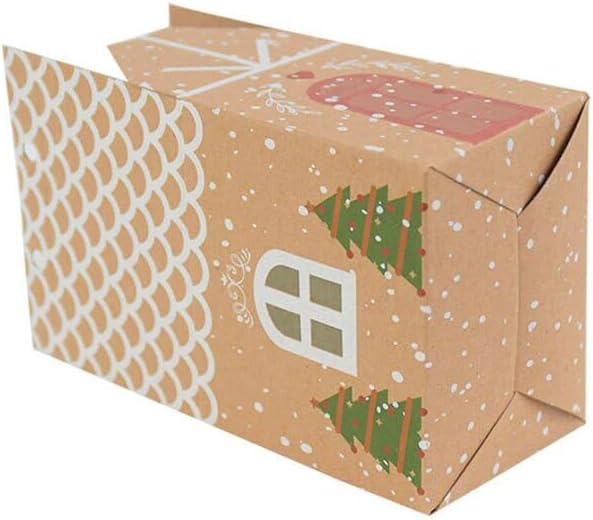 Gift Bags 20/50Pcs Christmas Candy Box Christmas Eve Apple Packaging Bag Cookie Packaging Paper Box (Color : Khaki, Size : 50pcs)