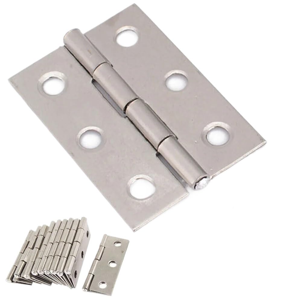 Door Hinges 10Pcs Hardware Stainless Steel Door Hinges Connector Drawer 6 Mounting Holes for Furniture Bookcase Window Cabinet Fitting