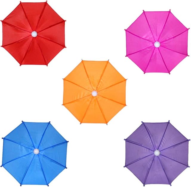 NUOBESTY 5pcs Mini Umbrella Garden Decoration Hanging Ornament Decorative Props Kids Children Toy Solid Color Random Color