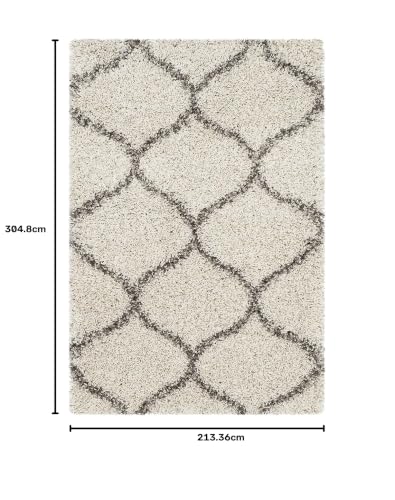 Image of Fur Shaggy Rectangular Rugs And Carpets, Modern Plush Area Rug For Bedroom Living Room Floor Mat Bedside Home Decor Carpet (7X10 Feet, Ivory|Grey)