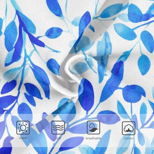 Watercolor Blue Leaves White Panties for Girl Girls Underwear Toddlers Cotton Fun Print Kids Briefs Undies 2t3