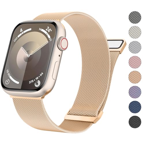 Image of Meliya Metal Straps Compatible for Apple Watch Strap 38mm 40mm 41mm 42mm 44mm 45mm 46mm 49mm Women Men, Adjustable Mesh Loop Magnetic Milanese Band for iWatch Series 10 9 8 7 6 5 4 3 2 1 SE