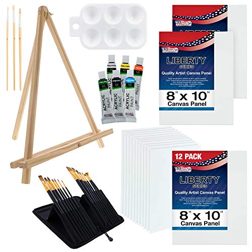 U.S. Art Supply 13-Piece Acrylic Artist Painting Set Bundled with 8