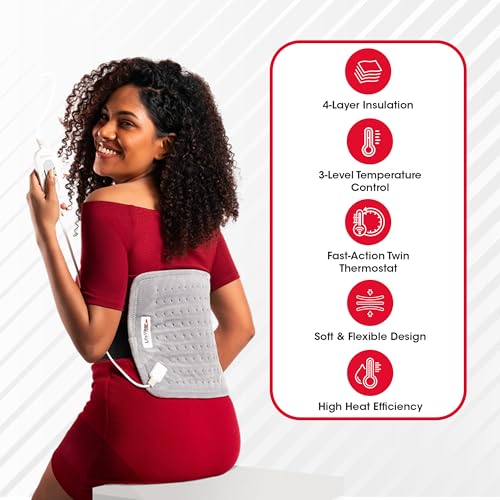 Image of LifeWear Orthopaedic Heating Belt, Electric Heat Pad for Back Pain, Muscle Strain, Period Cramps, Heat Therapy Waist Belt with 3 Temperature Settings, 4 Layer Insulation, Size Regular