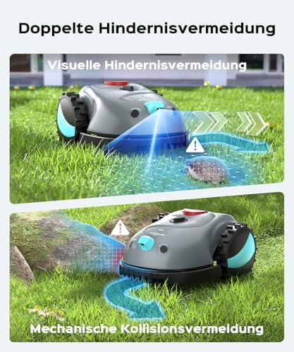 Bild 4 - V100 Mähroboter ohne Begrenzungskabel, mit Vision Navigation, Spiralschnitt, 150 Hinderniserkennung, Rasenroboter bis zu 150 m², 4Ah Akku Rasenmäher Roboter mit Kamera, Ersatzklingen