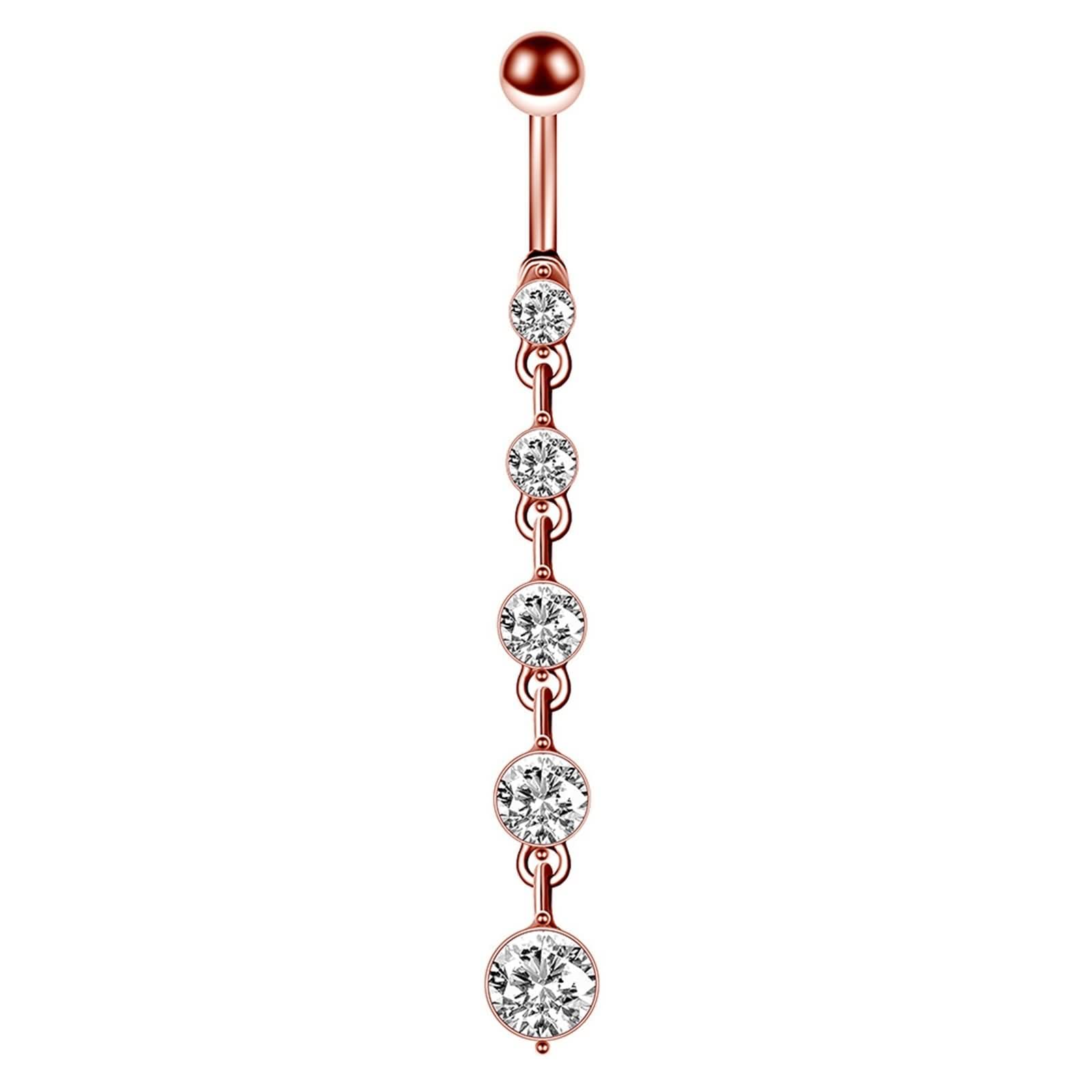 Piercing para ombligo de acero inoxidable de alta calidad para ombligo, 6 unidades, diseño de estrella redonda, circonita cúbica blanca
