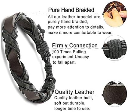 Besteel 24PCS Braided Leather Bracelets for Men Women Punk Goth Vintage Bracelet Adjustable Life of Tree Bracelet Rope Wrap Set