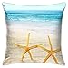 Fundas De Cojín Playa Estrellas De Mar Y Mares Océanos Cielo Azul Conchas Marinas En La Arena Throw Pillow Case Retro Funda De Almohada Decorativa Funda De Almohada para Cojín para Sala, Sofá, Patio