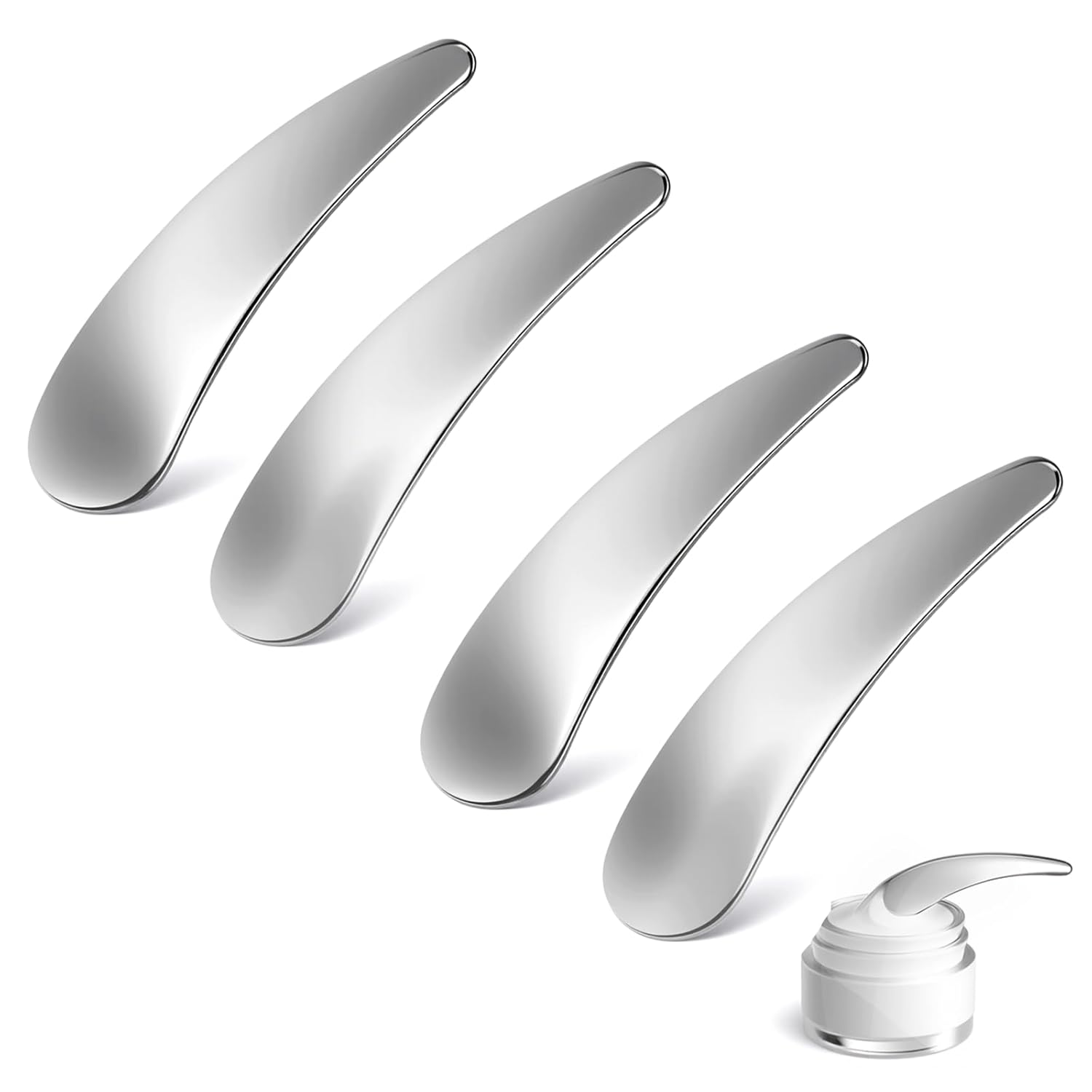 4 Pcs Cosmetic Spatula Mini Makeup Spatulas for Skincare, Reusable Cosmetic Cream Spatulas Spoon, Skincare Scoop Applicator Facial Massage Beauty Tools for Mixing and Sampling Face Eye Cream