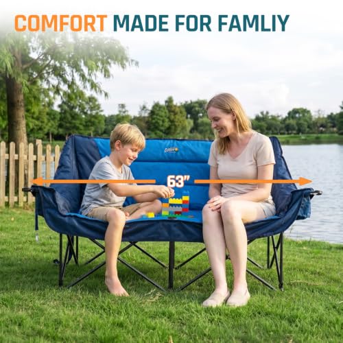 Image of DMH OUTDOORS Oversized Double Camping Chair Padded Folding Camping Loveseat