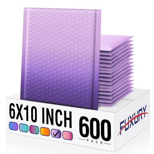Image of Fuxury Opaque Bubble Mailers 6x10 600 Pack Gradient Purple Padded Envelopes
