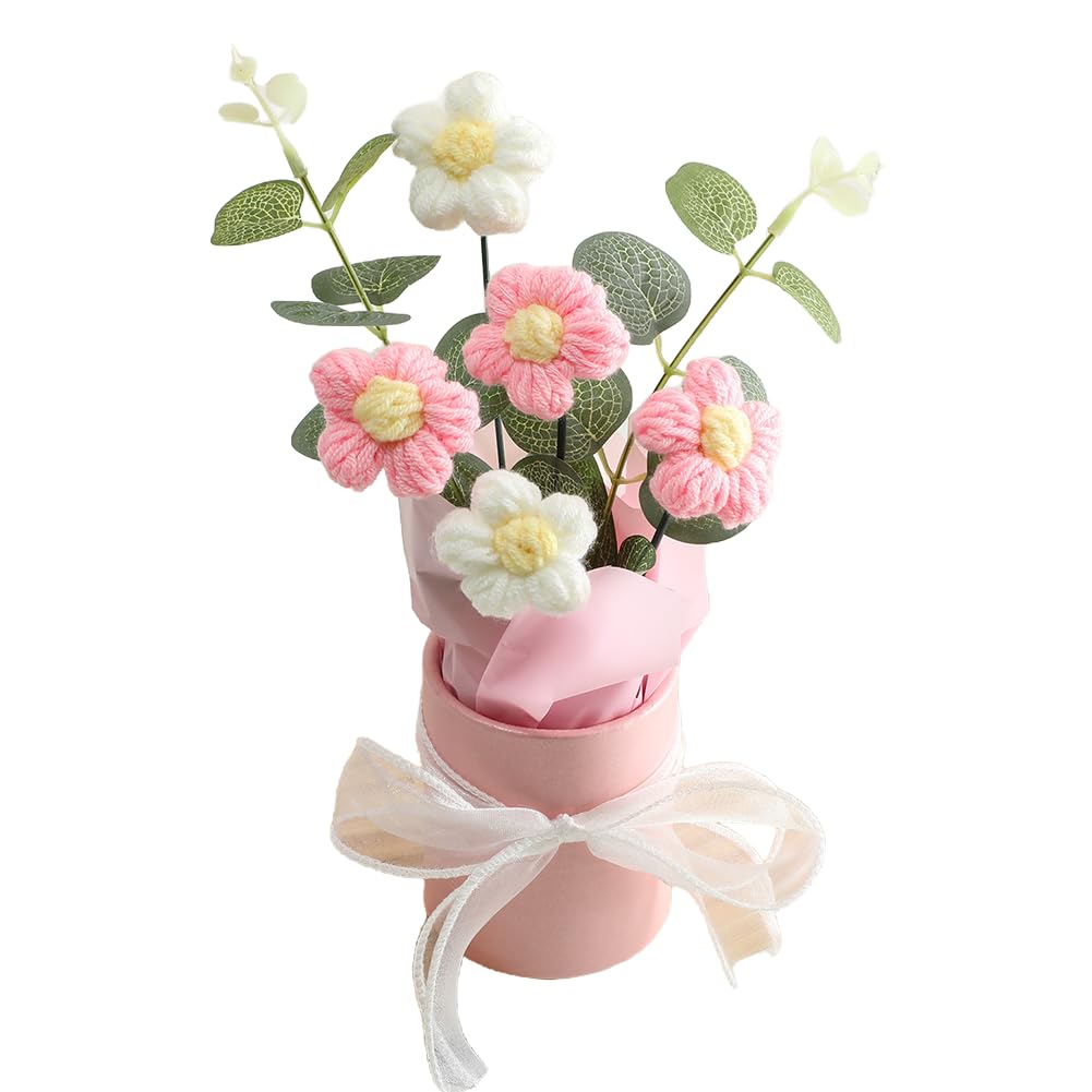 Crochet Flower Bouquet for Gift: Handmade Knitted Bouquet for Birthday Wedding Festival Graduation Home Decor-image-19
