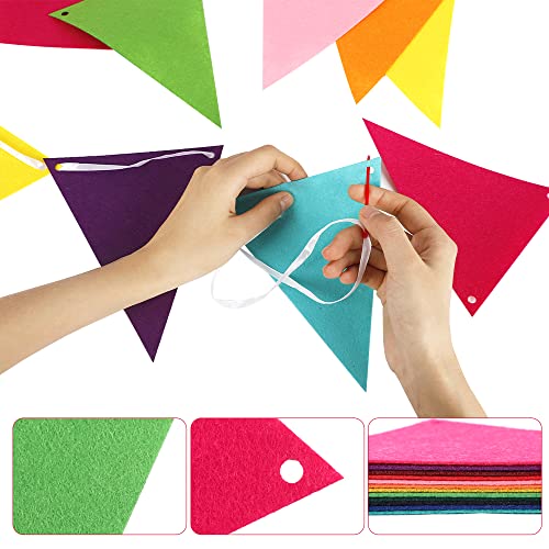 Rubfac 60Pcs Rainbow Felt Fabric Pennant Banners Multicolor Party Garland For Birthday Party thumb #3
