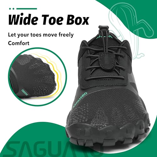 Miniatura 4 de Saguaro Hombre Mujer Zapatillas Barefoot Minimalistas Calzado De Training Ligeras Cmodas Para Caminar Senderismo Ciclismo Trail Running Trekking Playa Agua, Negro, 42 Eu