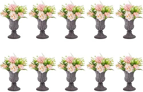 Nuptio Gold Vase for Wedding Centrepieces - 2 Pcs 23cm Height Metal Urn Vases Elegant Bulk Flower Urns Planter for Table - Small Flower Trumpet Vase for Weddings Birthday Party Home Decorations