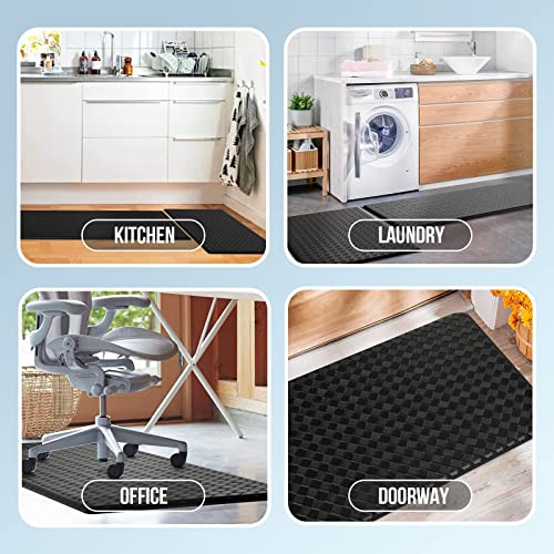 Kitsure Kitchen Mats For Cushioned Anti-Fatigue Use 2 Pcs, Anti-Slip Kitchen Rugs, Easy-To-Clean And Comfortable Standing Desk Mats For Offices, Kitchens, Sinks, 17.3"×30"+17.3"×47", Black #TOP7