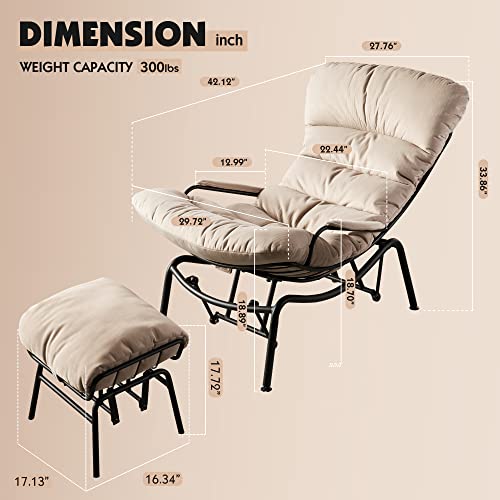 Ovios Living Room Accent Chair With Ottoman,Mid Century Modern Rocking Chair,Recliner Chair With Ottoman,Chaise Lounge Chairs For Home Office Study,Armchair For Small Spaces (Beige) #TOP1