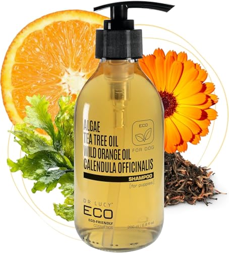 Champú DR Lucy ECO para cachorros, extracto de algas y aceite de árbol de té, hidratante, antibacteriano y cuidado suave, 200 ml