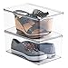 mDesign Stackable Plastic Closet Storage Container Bin Box with Hinge Lid for Organizing Shoes, Booties, Pumps, Sandals, Wedges, Flats, Heels - Lumiere Collection - 2 Pack - Clear