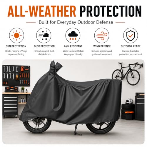 Image of Sulfar Water Resistant Universal Bike Cover UV Protection & Dustproof Bike Body Cover for Royal Enfield Bullet Bike (Grey)