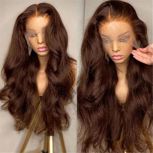 Chocolate Brown Lace Front Wig Human Hair Body Wave 13x4 HD Transparent Brown Lace Front Wigs Human Hair Wear and Go Glueless Wig Pre Plucked 20 Inch Colored hd Lace Frontal Wigs For Black Women