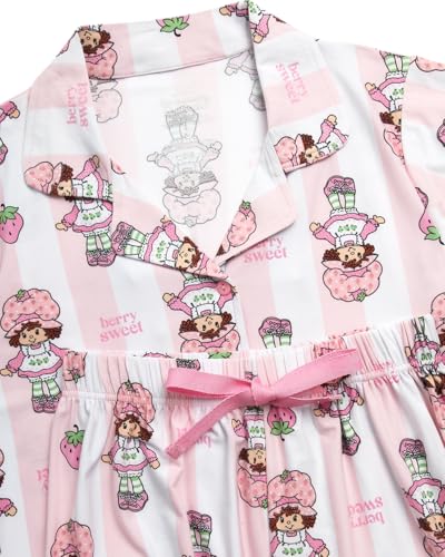 Womens Pajama Sets - 2 Piece Strawberry Shortcake Soft Stretch Button Down Sleep Shirt and Pajama Pants for Women3