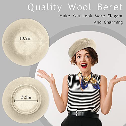 image for SATINIOR 6 Pieces Wool Beret Hat Solid Color French Beanie Hat with Si